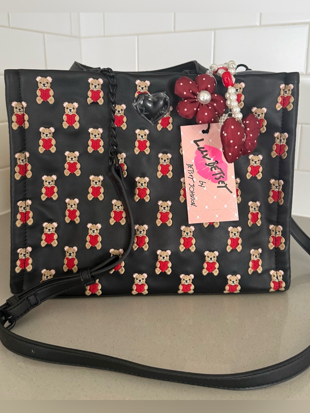 Betsey Johnson teddy bear tote Crossbody bag NWT LUV BETSEY